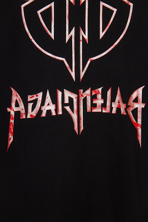 バレンシアガ反転パターン破裂プリントロゴ半袖Tシャツ