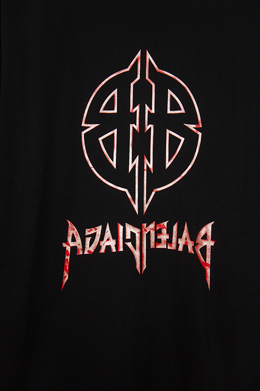 バレンシアガ反転パターン破裂プリントロゴ半袖Tシャツ