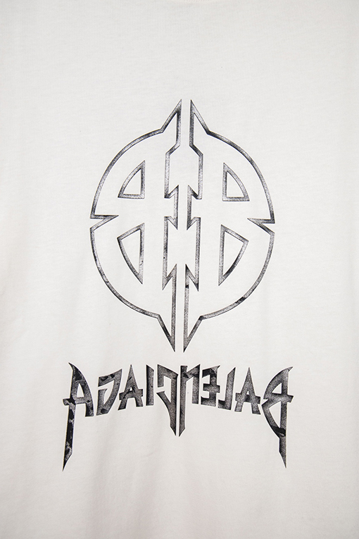 バレンシアガ反転パターン破裂プリントロゴ半袖Tシャツ