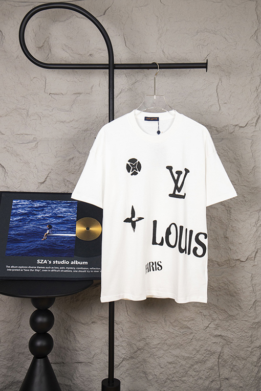 ルイヴィトンアルファベットロゴ落書き半袖Tシャツ