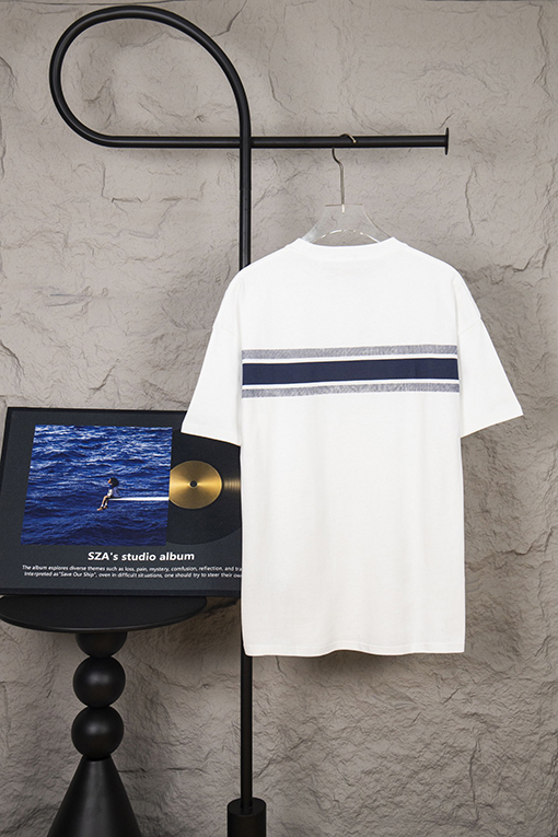ディオールコピー胸と背中のストライプロゴ半袖Tシャツ