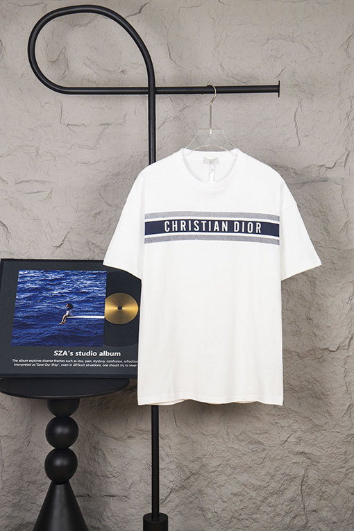 ディオールコピー胸と背中のストライプロゴ半袖Tシャツ