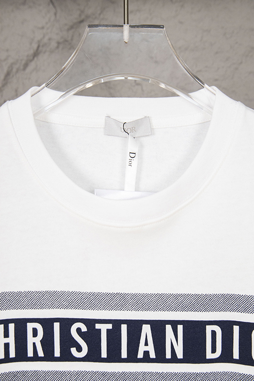ディオールコピー胸と背中のストライプロゴ半袖Tシャツ