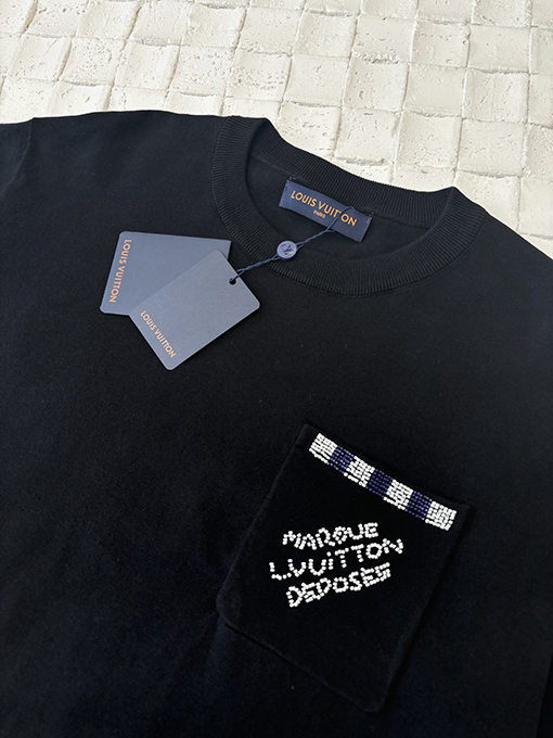 ルイヴィトン新しいポケットビーズニット半袖Tシャツ