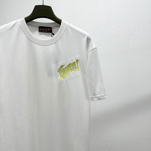グッチ刺繍プリント半袖Tシャツ