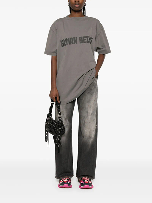 バレンシアガコピーHUMANプリント半袖Tシャツ