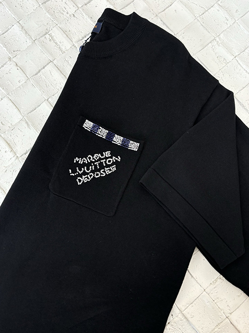 ルイヴィトンスーパーコピーポケットビーズニット半袖Tシャツ