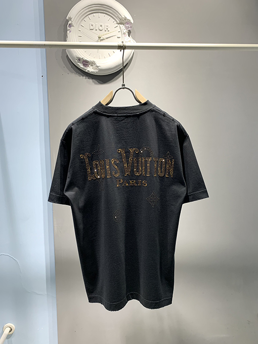 ルイヴィトン新しいmonogram花皮質ホットドリルTシャツ