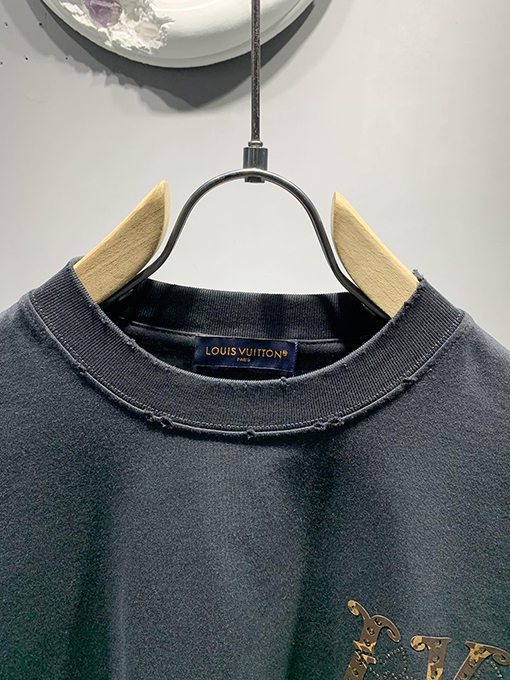 ルイヴィトン新しいmonogram花皮質ホットドリルTシャツ