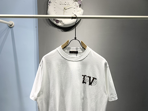 ルイヴィトン新しいmonogram花皮質ホットドリルTシャツ