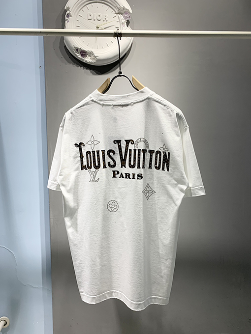 ルイヴィトン新しいmonogram花皮質ホットドリルTシャツ