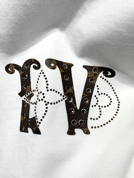 ルイヴィトン新しいmonogram花皮質ホットドリルTシャツ