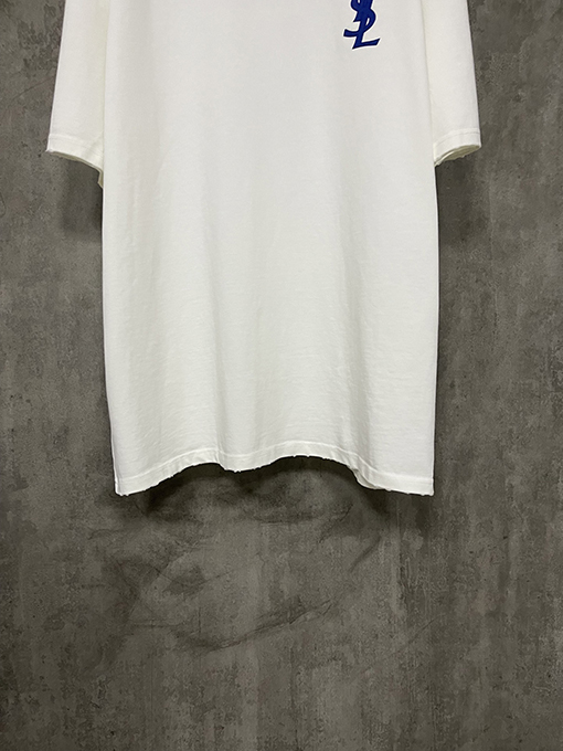 サンローランスーパーコピークラシックなロゴプリントの重い半袖Tシャツ