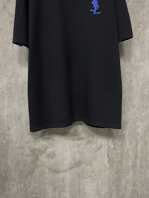 サンローランスーパーコピークラシックなロゴプリントの重い半袖Tシャツ