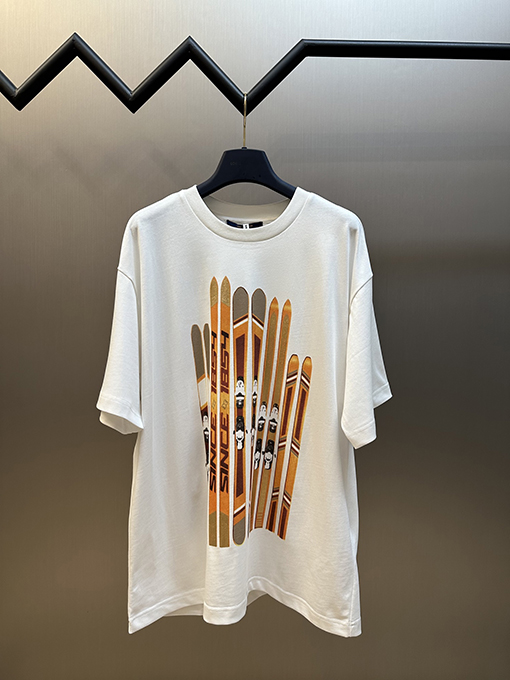 ルイヴィトンスノーボード金箔クルーネック半袖シャツ