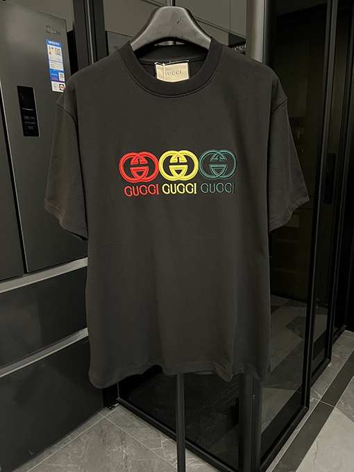 グッチダブルGマルチラベル高密度刺繍半袖シャツ