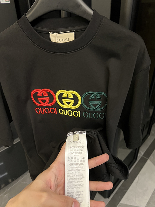 グッチダブルGマルチラベル高密度刺繍半袖シャツ
