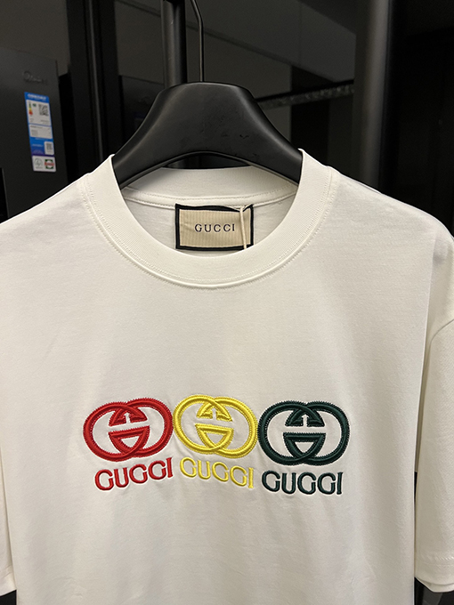 グッチダブルGマルチラベル高密度刺繍半袖シャツ