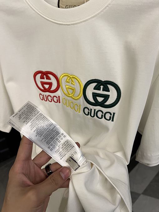 グッチダブルGマルチラベル高密度刺繍半袖シャツ