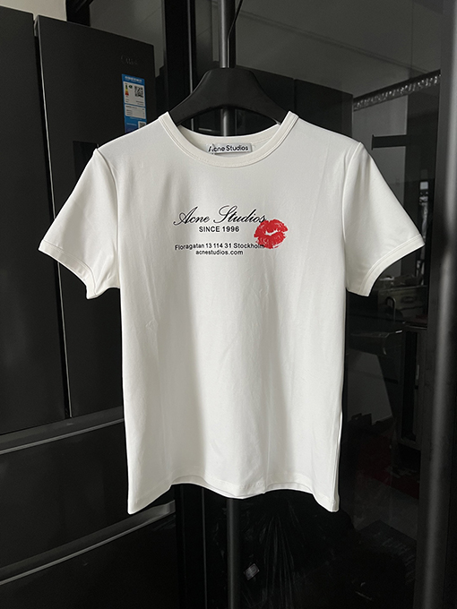 アクネストゥディオズリッププリントロゴプリントカジュアル半袖Tシャツ