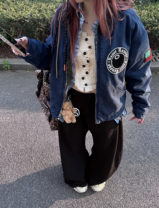 STUSSY X DENIM TEARSコラボコレクションCANVAS JACKETジッパー付きワークジャケット