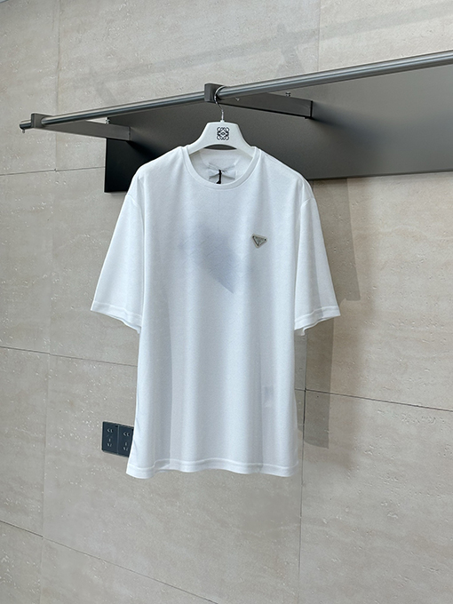 プラダ25Ss新しいクラシックロゴ三角ダークストライプ半袖Tシャツ