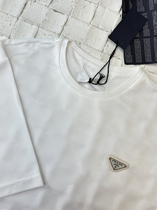 プラダ25Ss新しいクラシックロゴ三角ダークストライプ半袖Tシャツ