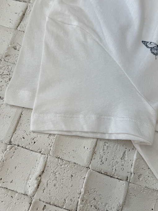 ディオールコピー新しい亜麻綿プリント蝶森系半袖Tシャツ