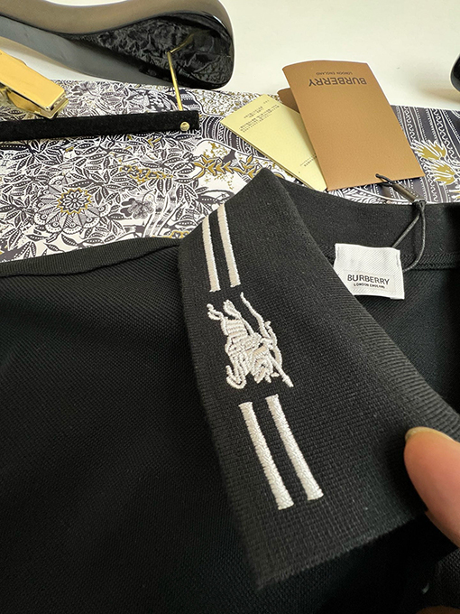 バーバリーファッション刺繍半袖ポロシャツ