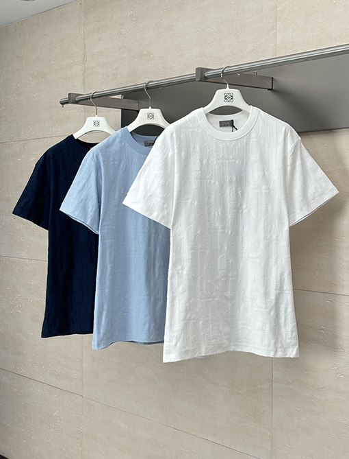ディオール25SS新しいカット糸ジャカードラウンドネック半袖Tシャツ