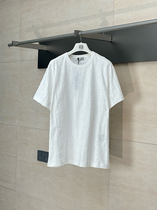 ディオール25SS新しいカット糸ジャカードラウンドネック半袖Tシャツ