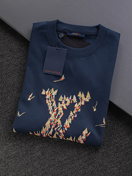 ルイヴィトンコピー帆船刺繍半袖シャツ
