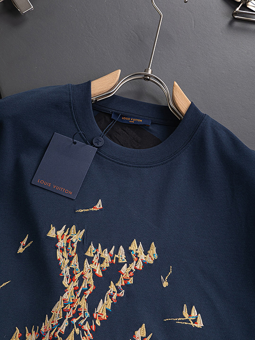 ルイヴィトンコピー帆船刺繍半袖シャツ