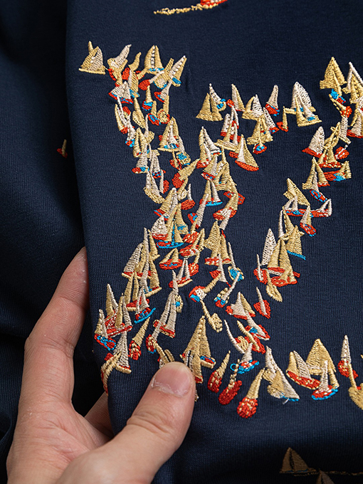 ルイヴィトンコピー帆船刺繍半袖シャツ