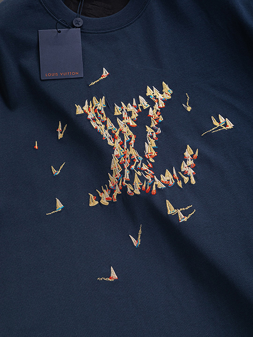 ルイヴィトンコピー帆船刺繍半袖シャツ