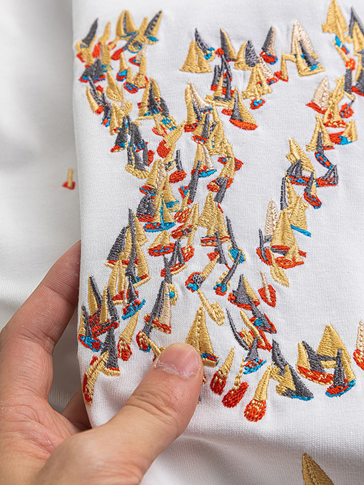 ルイヴィトンコピー帆船刺繍半袖シャツ