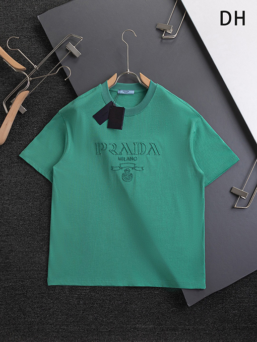 プラダ胸に空いた文字トーテム刺繍半袖Tシャツ