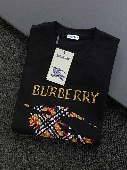 バーバリースーパーコピーロゴ刺繍半袖Tシャツ