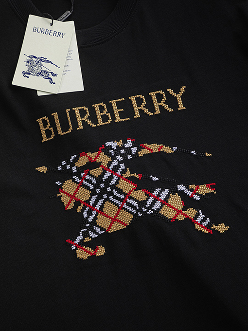 バーバリースーパーコピーロゴ刺繍半袖Tシャツ