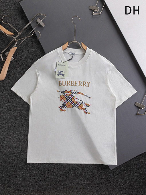 バーバリースーパーコピーロゴ刺繍半袖Tシャツ