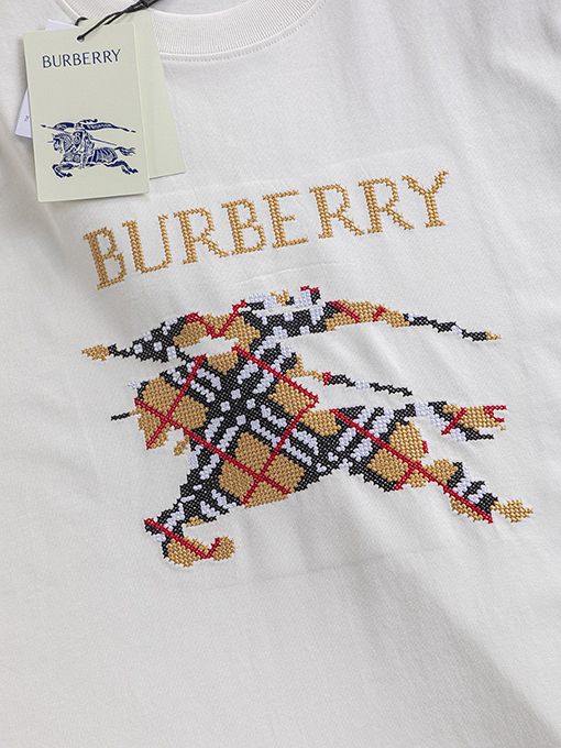 バーバリースーパーコピーロゴ刺繍半袖Tシャツ