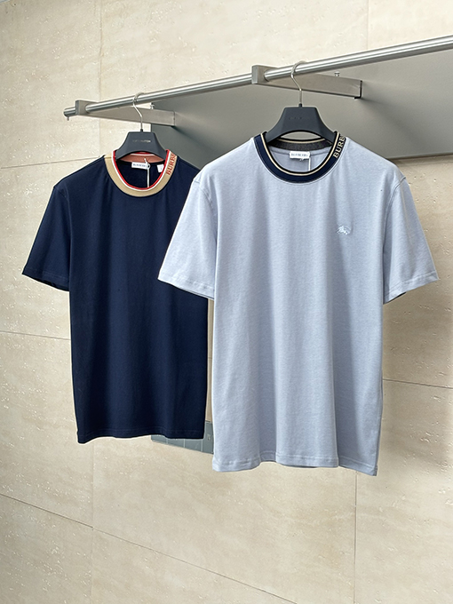 バーバリー新しい襟の衝突色の半袖Tシャツ