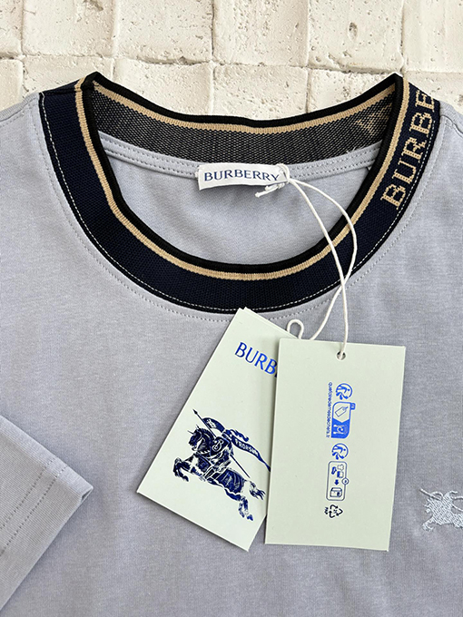 バーバリー新しい襟の衝突色の半袖Tシャツ