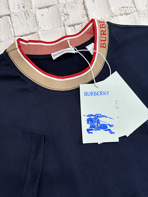 バーバリー新しい襟の衝突色の半袖Tシャツ
