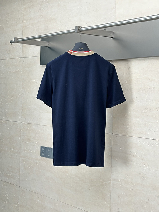 バーバリー新しい襟の衝突色の半袖Tシャツ