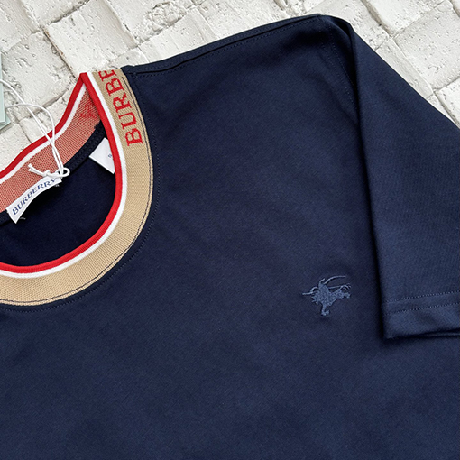 バーバリー新しい襟の衝突色の半袖Tシャツ