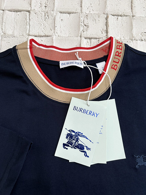 バーバリー新しい襟の衝突色の半袖Tシャツ