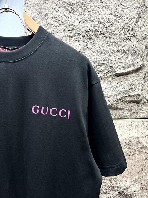 グッチ新しい厚手のマイクロラベル半袖Tシャツ