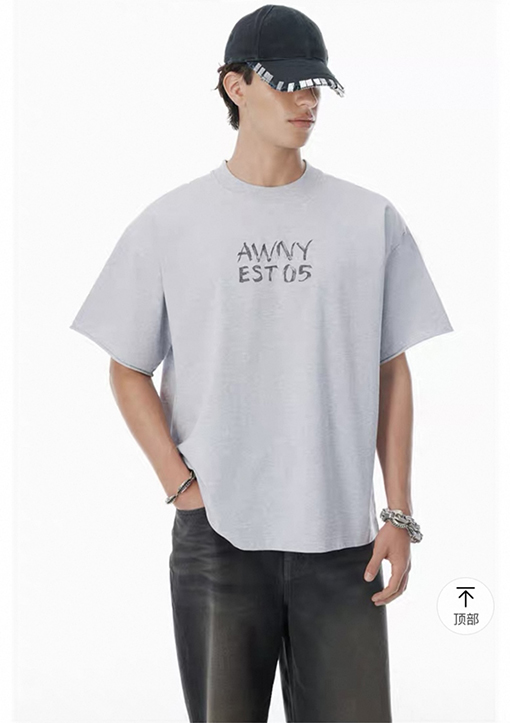 アレキサンダーワン落書きマイクロラベル半袖Tシャツ