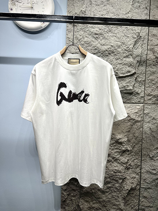 グッチXバレンシアガコラボコレクションサイン入りプリント半袖Tシャツ